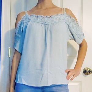 Baby Blue Off-the-Shoulder Top